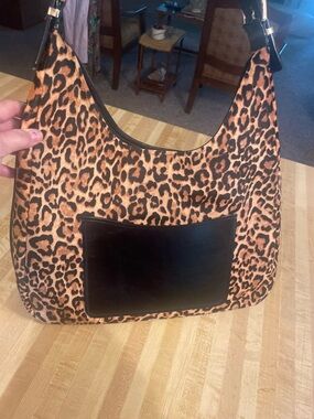 Michael Kors Leopard Print Shoulder Bag with Black Front Pocket